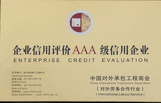 雙重認證！公司榮膺中國對外承包工程與對外勞務合作AAA級信用企業殊榮